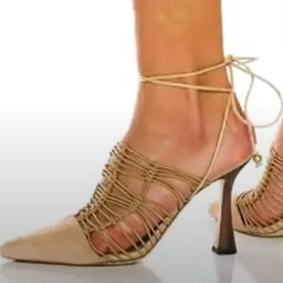 NEW Sam Edelman Trinity Ankle Strap Pointed Toe Pump bage brown for women j - Picture 8 of 12